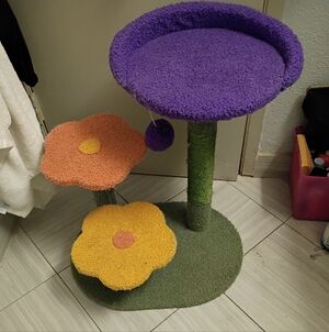 Plush Daisy Cat Tree - Purple, Yellow, Orange, Green